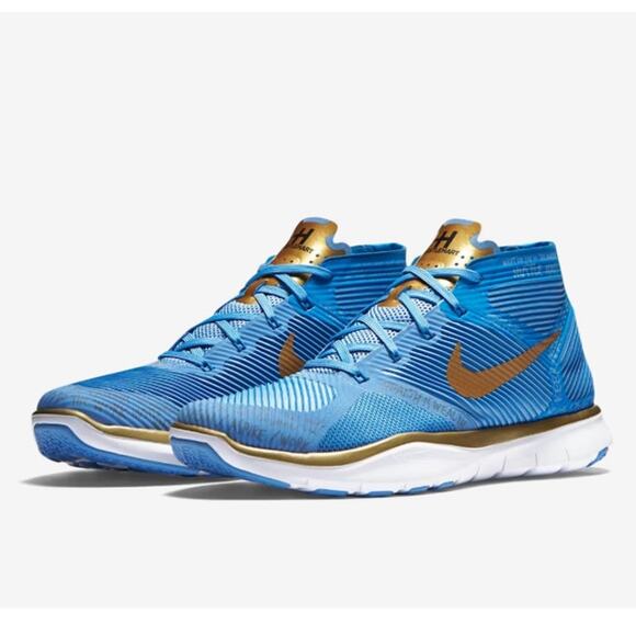Nike Free Train Instinct Kevin Hart Hustle Blue Gold Trainer Shoes Sz 7 - Picture 1 of 8